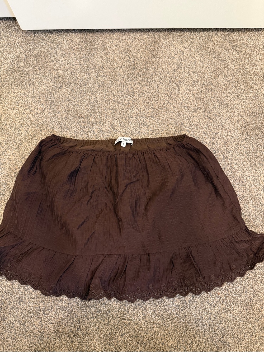 NWOT Grey Bandit Brown Tiered Eyelet Hem Skirt